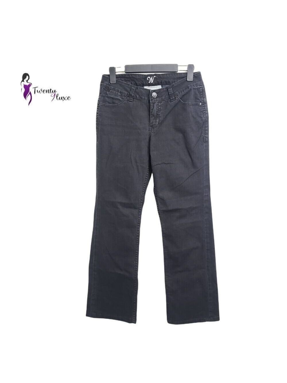 Worn Women's Faded Black Straight Leg Jeans Size 8